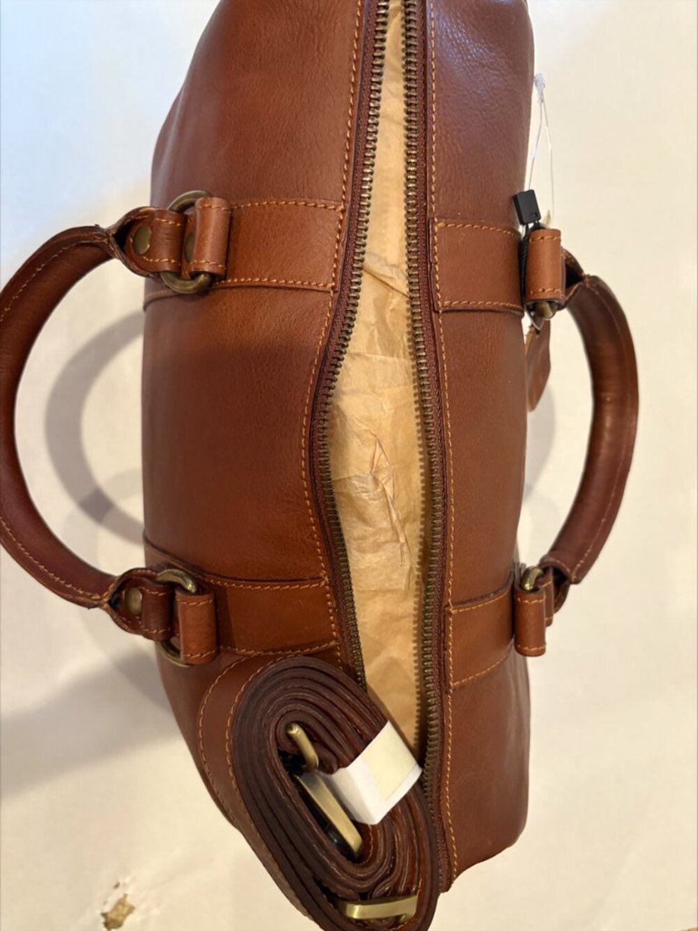 NWT I Medici Firenze Tuscan Italian Cognac Brown Leather Satchel - Picture 3 of 11